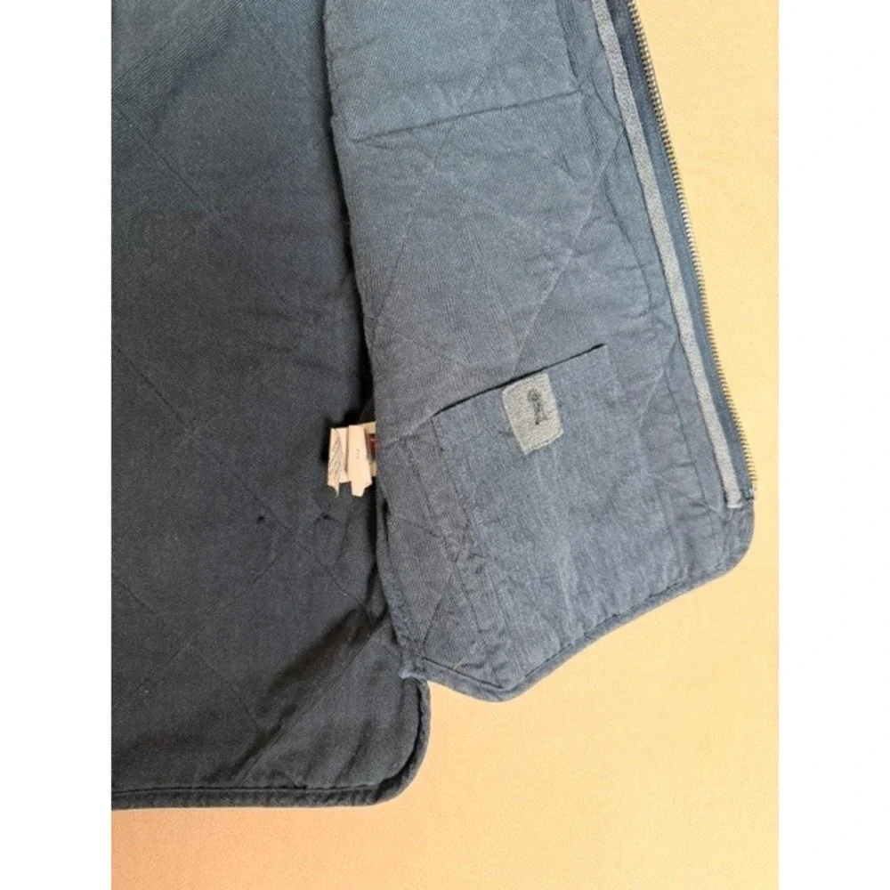 J.Crew Men's Quilted Utility Vest Small Blue Chambray Full Zip Field Jacket